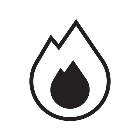 Een zwart vlampictogram